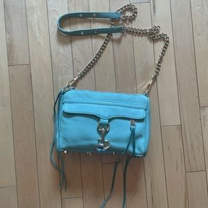 Teal Rebecca Minkoff shoulder bag, gold detail